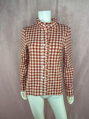 Kiel James Patrick Womens 100% Cotton Red Flannel Button Down Shirt Size XS
